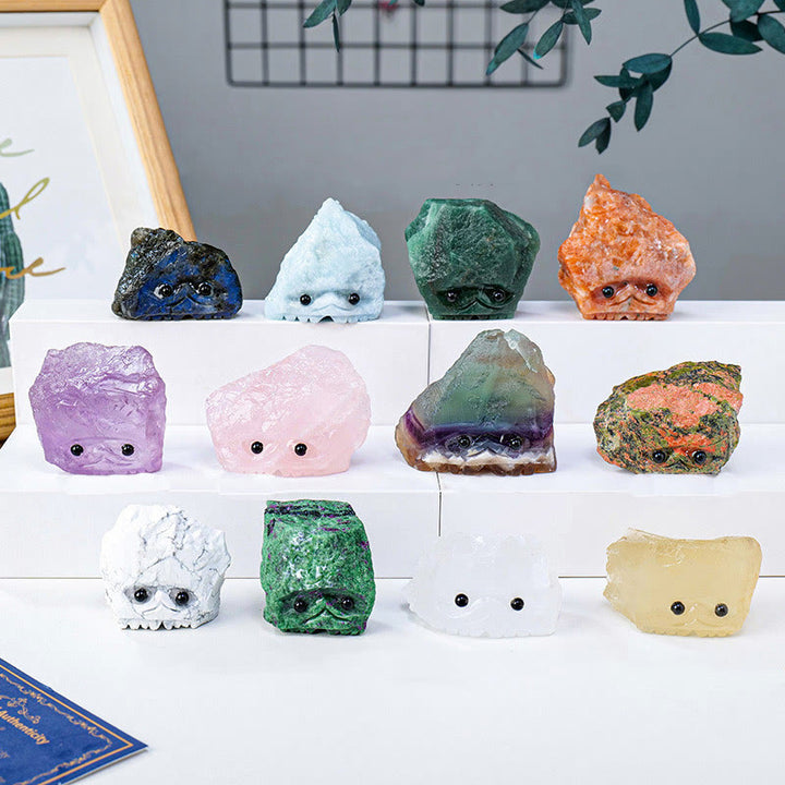 Piedras preciosas de cristal natural en bruto de Olivenorma con forma de erizo elfo