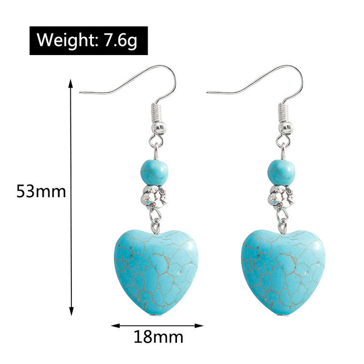 Pendientes colgantes con forma de corazón de turquesa de Olivenorma