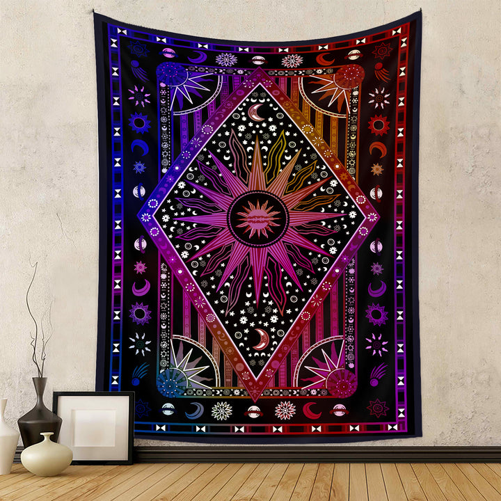 Tapiz bohemio con rayos de sol y luna de Olivenorma 