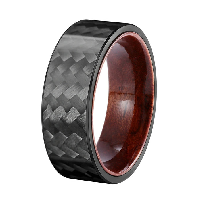 Anillo de madera para barril de whisky de fibra de carbono de sarga negra de 8 mm de Olivenorma