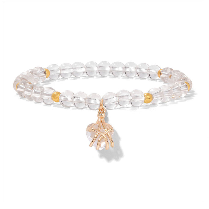 Pulsera con dije de corazón de piedra natural de Olivenorma