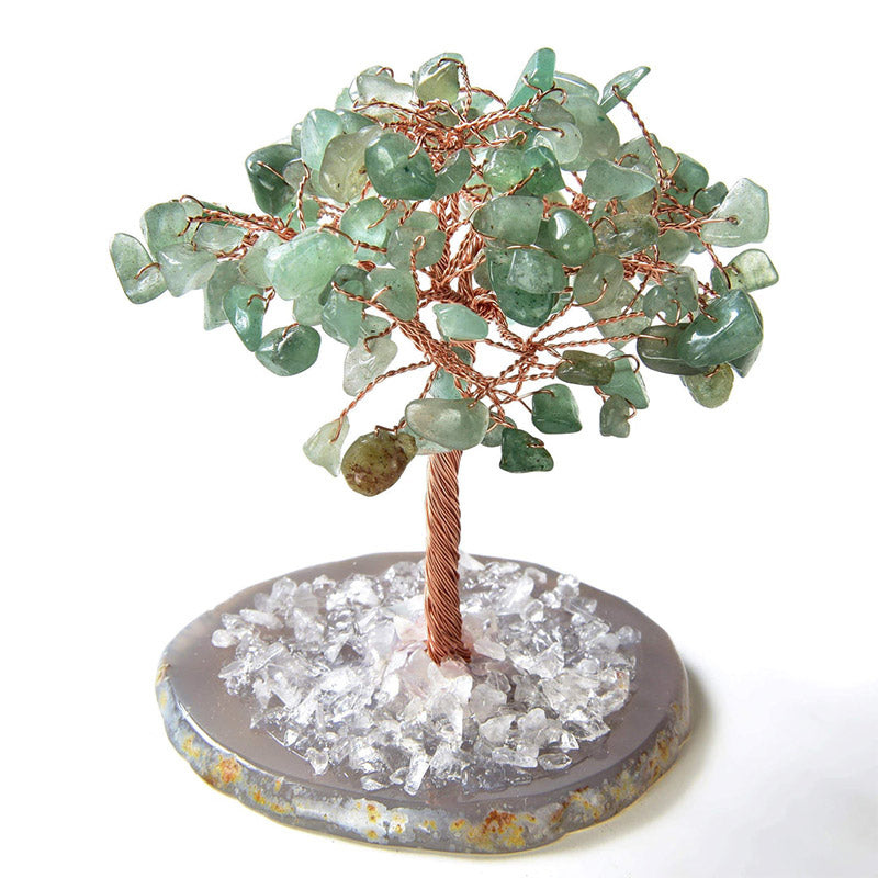Árbol Feng Shui de piedra preciosa natural aventurina de Olivenorma con base de ágata 