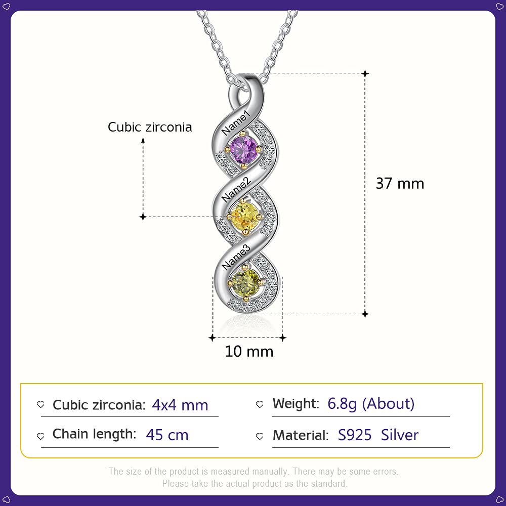 Collar con nombre grabado en piedra natal para mujer de Olivenorma