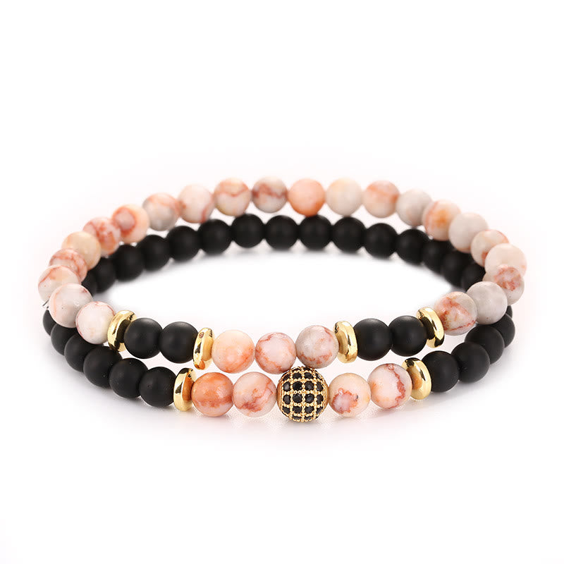Pulsera de cuentas de cristal natural de dos capas para hombre de Olivenorma