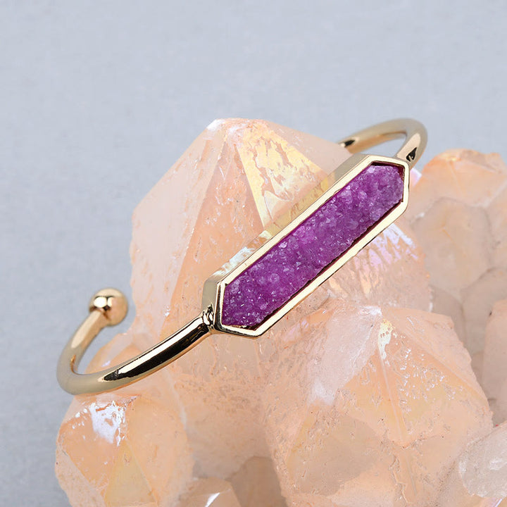 Pulsera de cobre y metal con cristales naturales de Olivenorma
