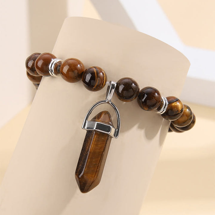 Pulsera con colgante de prisma hexagonal de cristal de 8 mm de Olivenorma