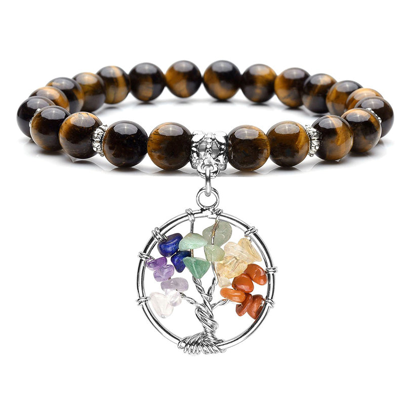 Pulsera de amatista con el árbol de la vida de los chakras.