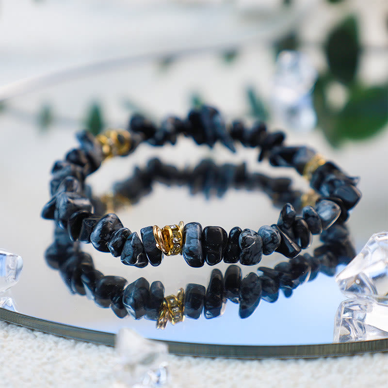 Pulsera de cuentas trituradas de cristal de piedra irregular de Olivenorma 