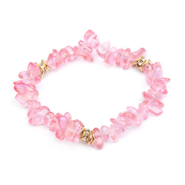 Pulsera de cuentas trituradas de cristal de piedra irregular de Olivenorma 