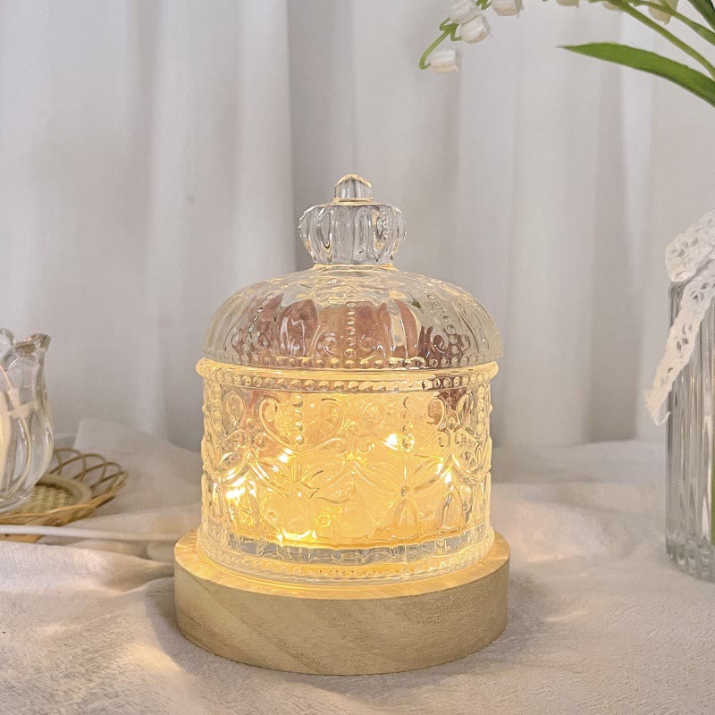 Lámpara de aromaterapia de cristal con taza de cristal tallada en piedra difusora Olivenorma
