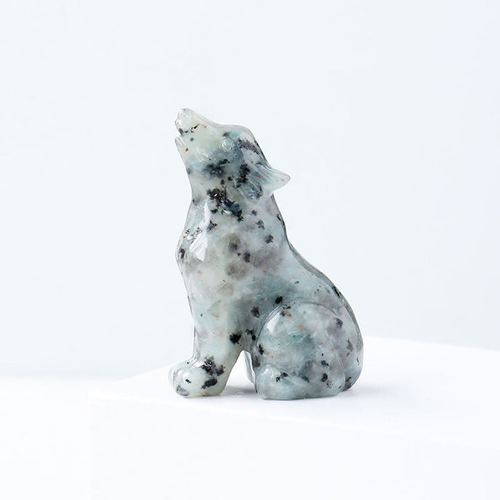 Adorno de piedra preciosa con forma de niño lobo de cristal natural de Olivenorma 