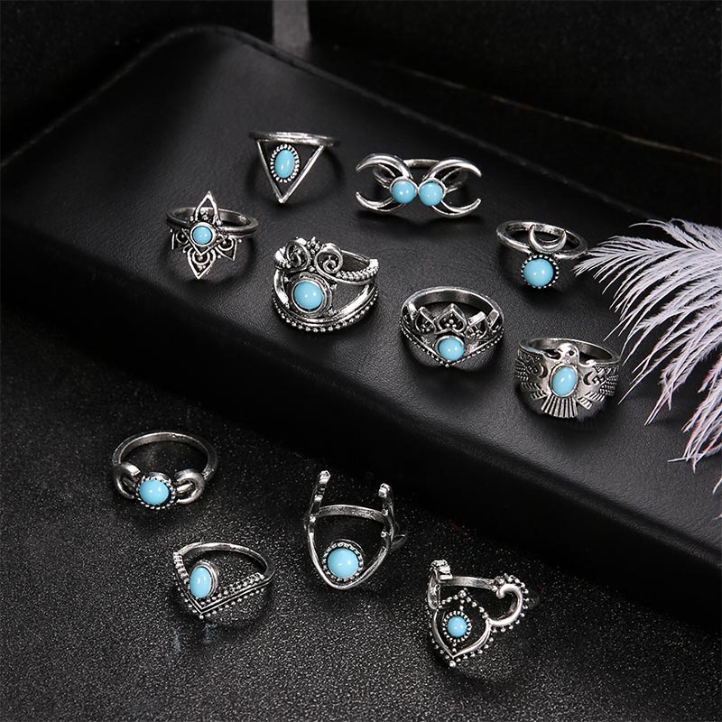 Juego de anillos de turquesa 
