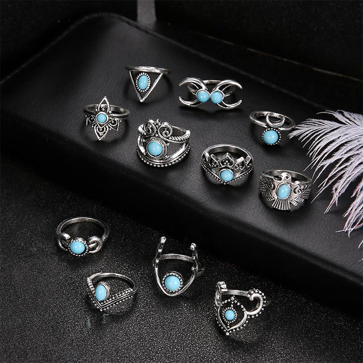 Juego de anillos de turquesa 