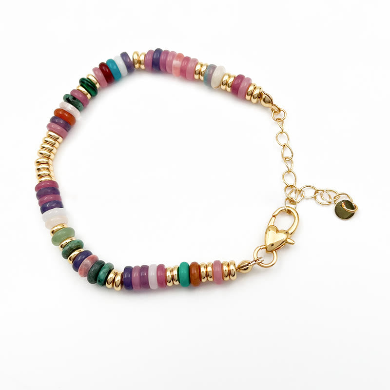 Pulsera y collar con piedras preciosas y cuentas redondas de cristal mixtas estilo bohemio de Olivenorma 