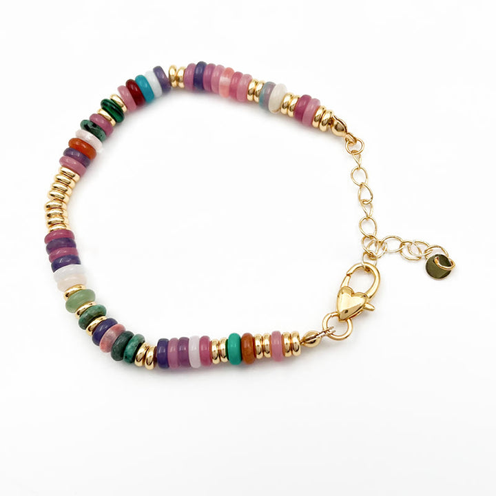Pulsera y collar con piedras preciosas y cuentas redondas de cristal mixtas estilo bohemio de Olivenorma 