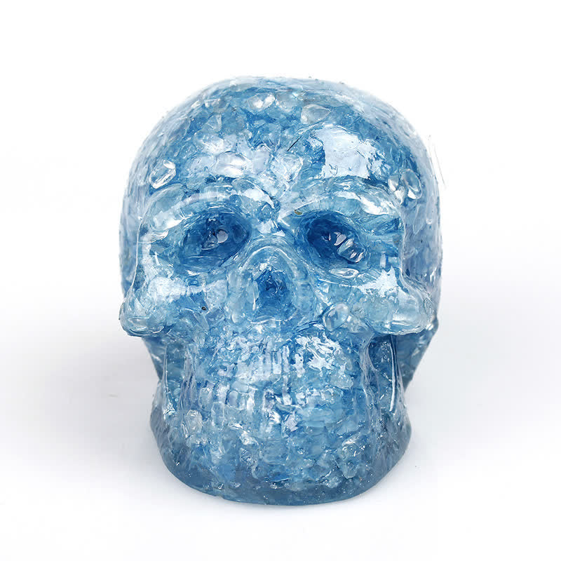 Decoración con piedras preciosas y calavera de cristal natural de Olivenorma