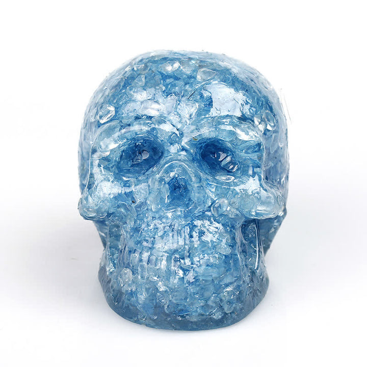 Decoración con piedras preciosas y calavera de cristal natural de Olivenorma