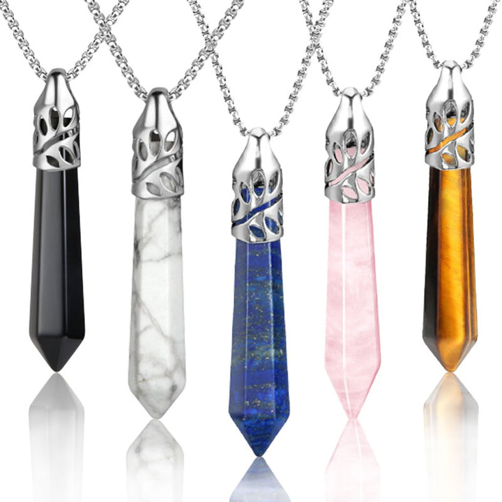Collar de piedras preciosas protectoras con forma de bala de cristal