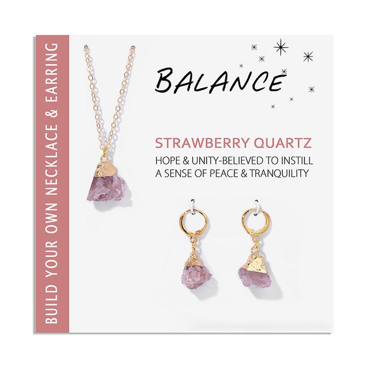 Conjunto de collar y pendientes con colgante de cristal irregular natural de Olivenorma 