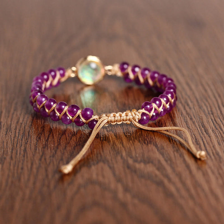 Pulsera trenzada con piedras preciosas de Olivenorma