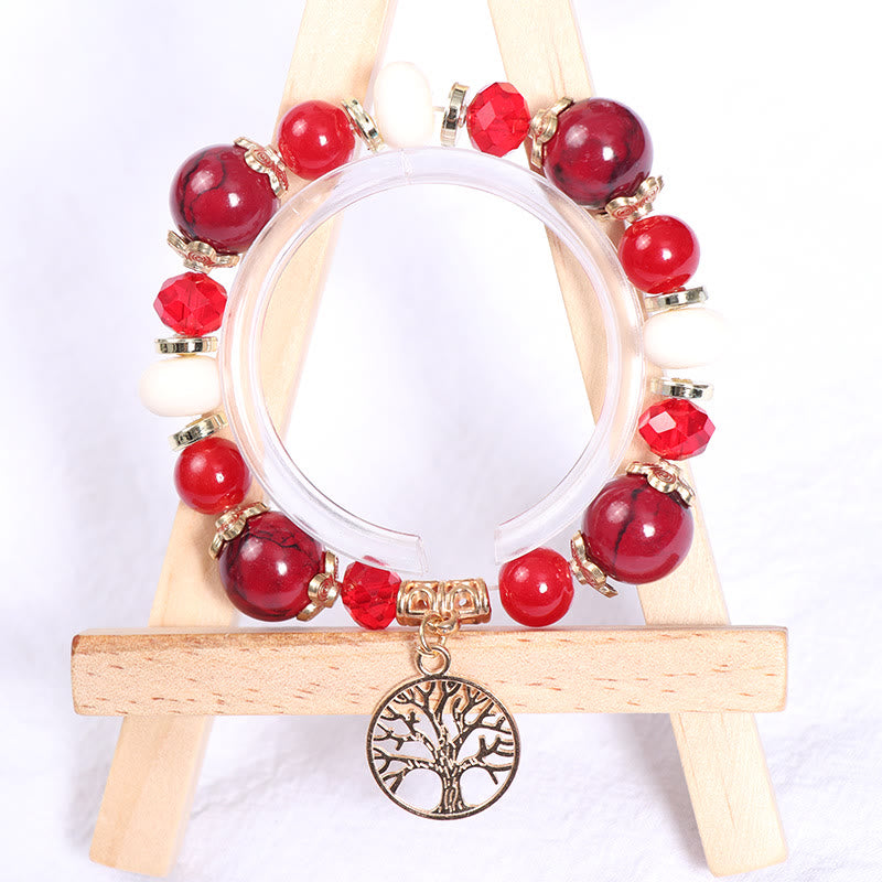 Conjunto de pulseras de cristal con forma de árbol de la vida hechas a mano de Olivenorma Boho 