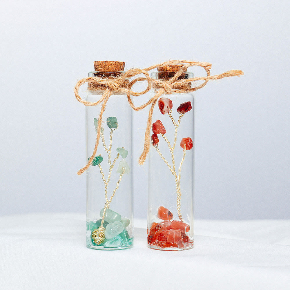 Decoración de botella de vidrio con piedra triturada de cristal de chakra Olivenorma 