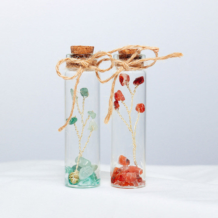 Decoración de botella de vidrio con piedra triturada de cristal de chakra Olivenorma 