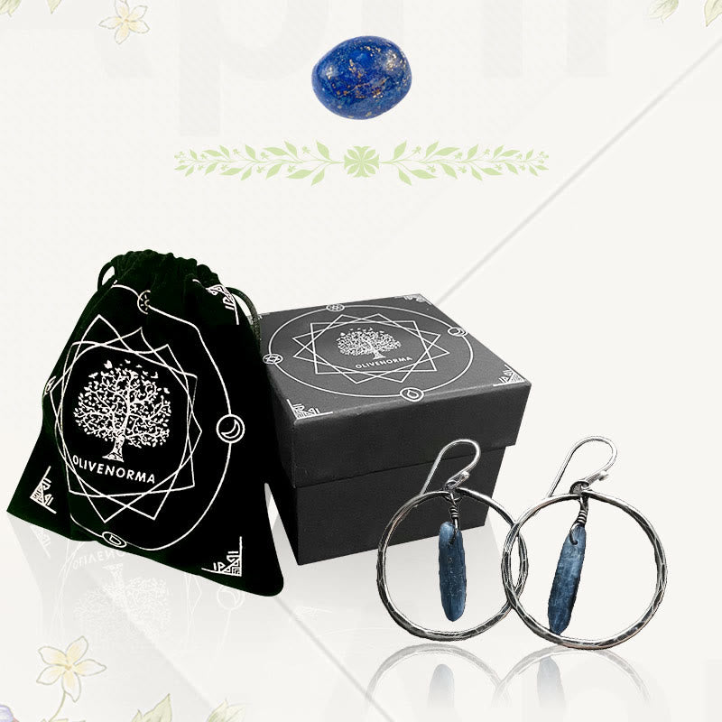 Pendientes de aro grandes de lapislázuli retro de Olivenorma