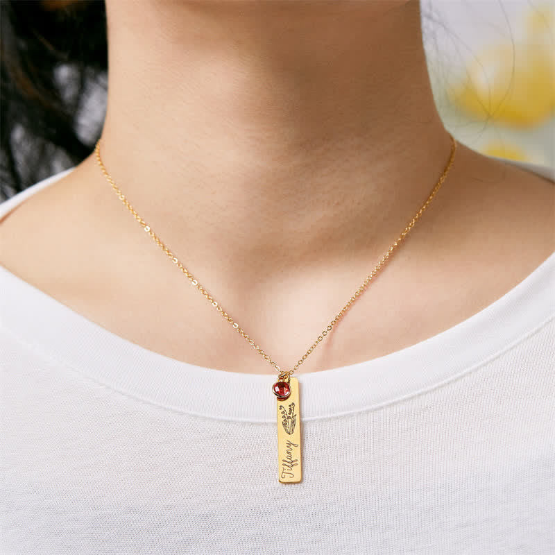 Collar con nombre y flor de nacimiento personalizados de Olivenorma