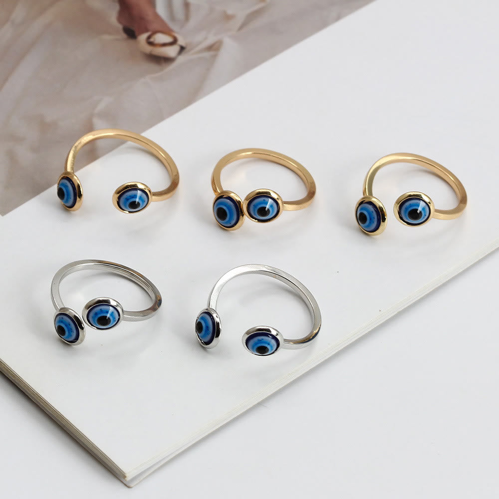 Anillo de mujer con ojo malvado bañado en oro y circonita blanca de Olivenorma 