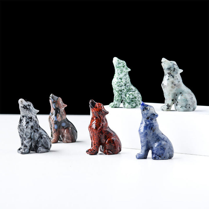 Adorno de piedra preciosa con forma de niño lobo de cristal natural de Olivenorma 