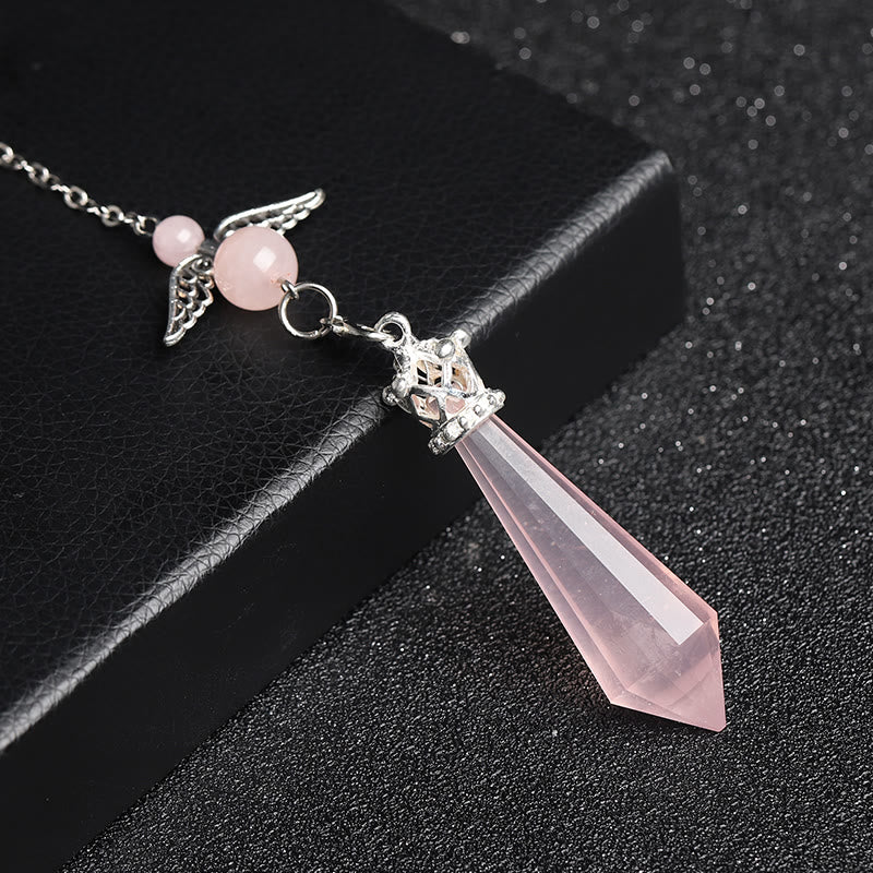 Péndulo de alas de ángel de cristal de labradorita de Olivenorma