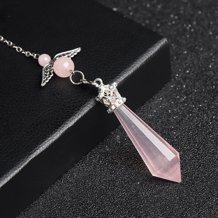 Péndulo de alas de ángel de cristal de labradorita de Olivenorma