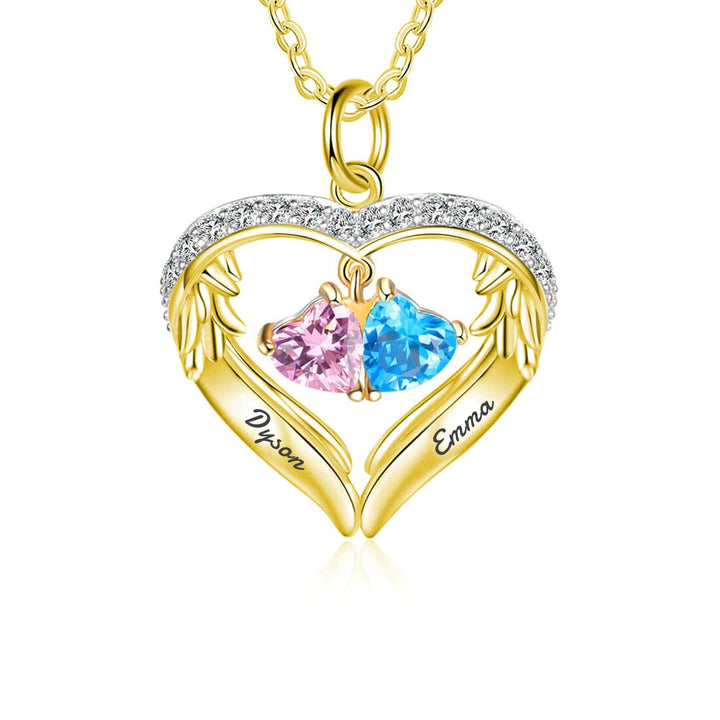 Collar de circonita cúbica con nombre grabado y piedra de nacimiento personalizada de Olivenorma