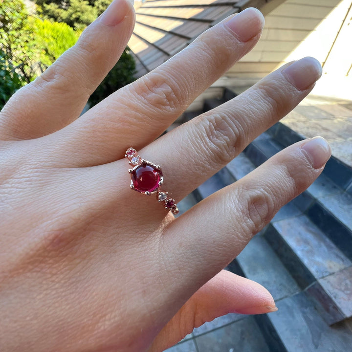 Anillo de compromiso de plata 925 con granate de Olivenorma