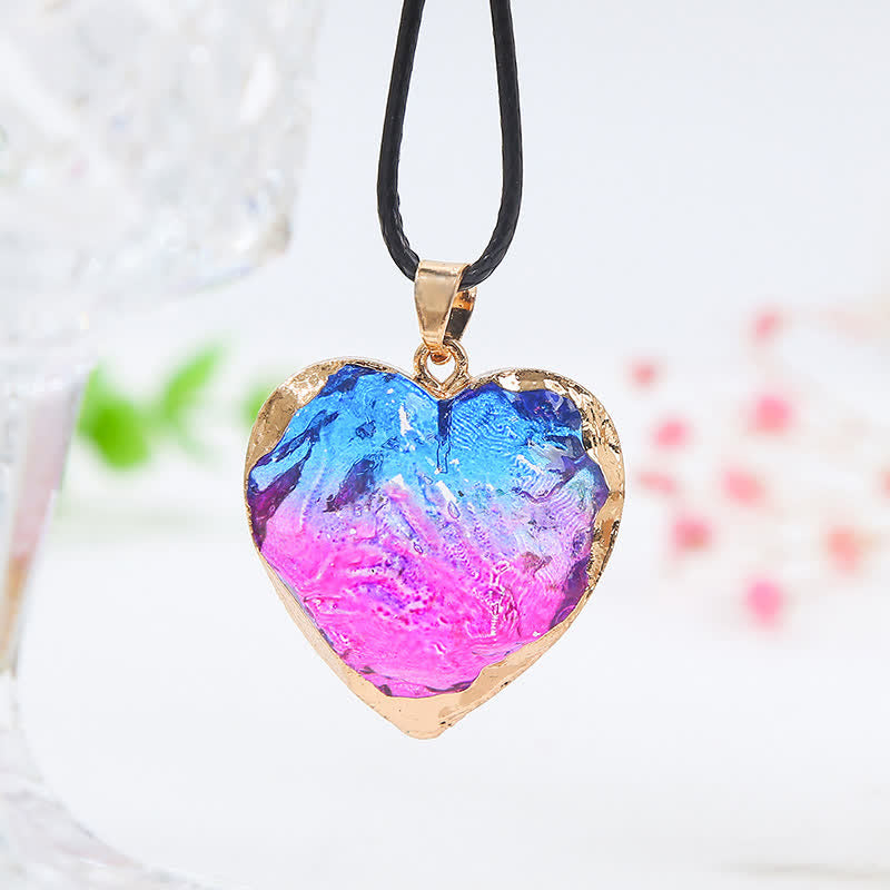 Collar de fluorita de cristal con forma de corazón creativo