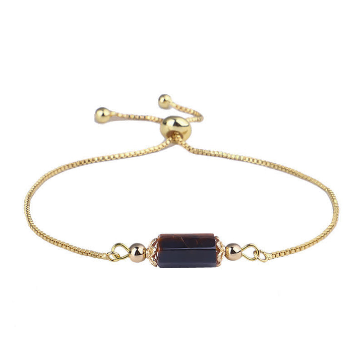 Pulsera delicada de cadena dorada con cristales naturales de Olivenorma 