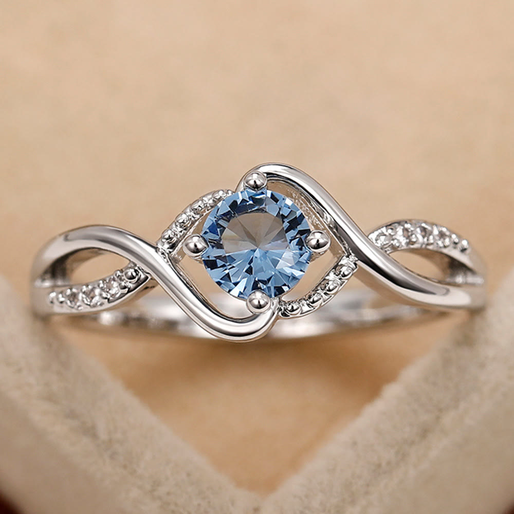 Anillo de compromiso de alejandrita azul en forma de onda de Olivenorma