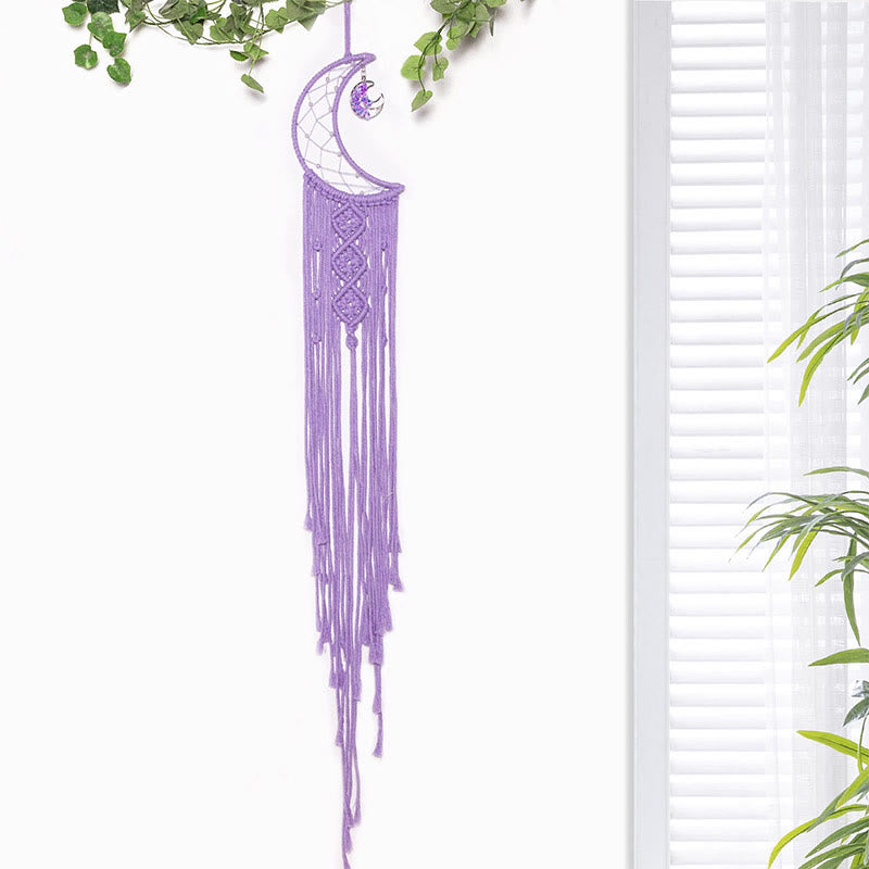 Atrapasueños de cuerda de algodón trenzada con forma de árbol de la vida de cristal de Olivenorma