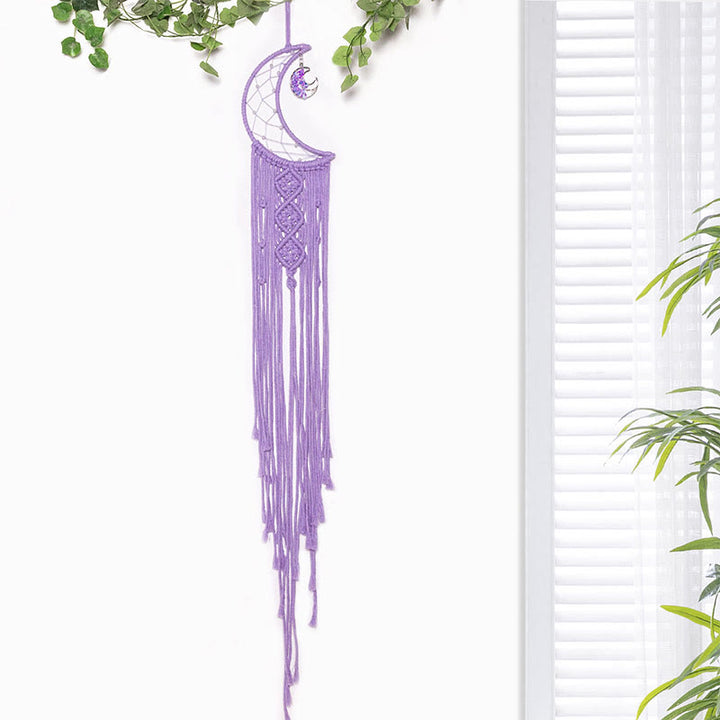 Atrapasueños de cuerda de algodón trenzada con forma de árbol de la vida de cristal de Olivenorma