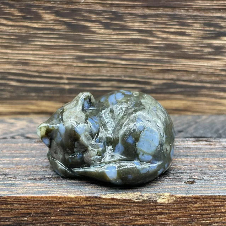 Adorno con piedras preciosas de gato de cristal natural de 4 cm de Olivenorma