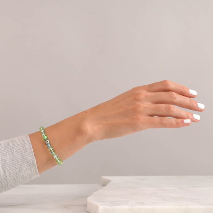Pulsera de cuentas de cristal verde Olivenorma