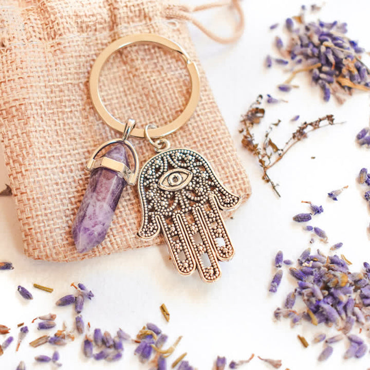 Llavero de cristal con la mano de Fátima inspiradora de Olivenorma