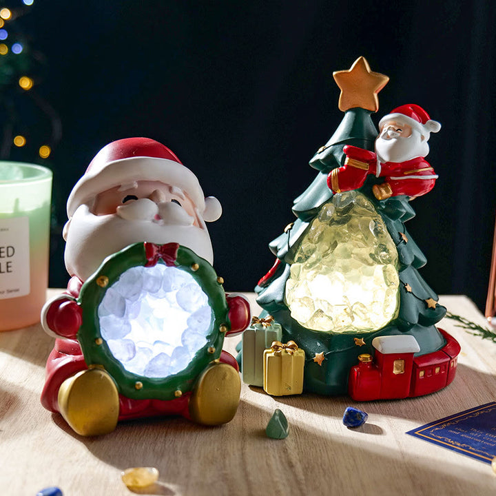 Luz de noche navideña con grava de cristal de Olivenorma , decoración con piedras preciosas para el hogar
