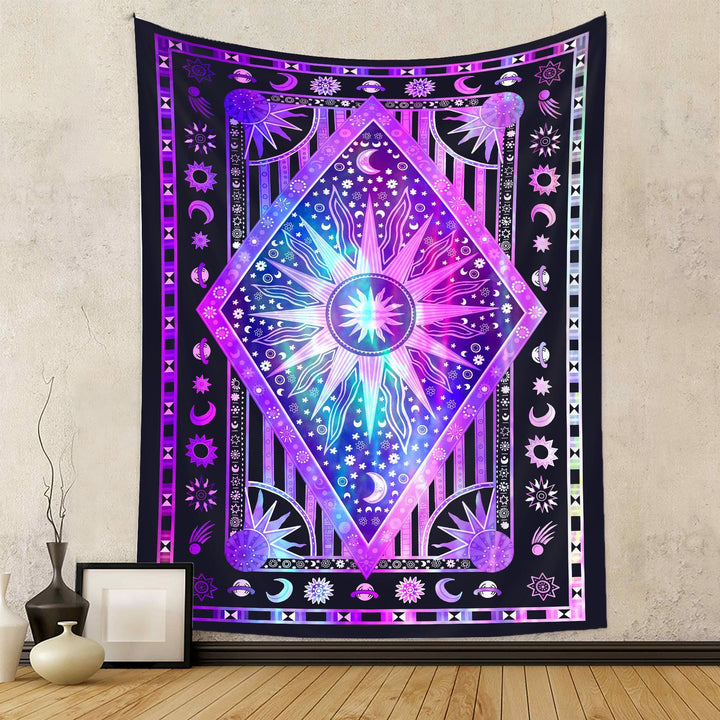 Tapiz bohemio con rayos de sol y luna de Olivenorma 