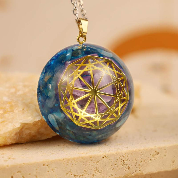 Collar de protección de cuarzo azul con amatista de Olivenorma 