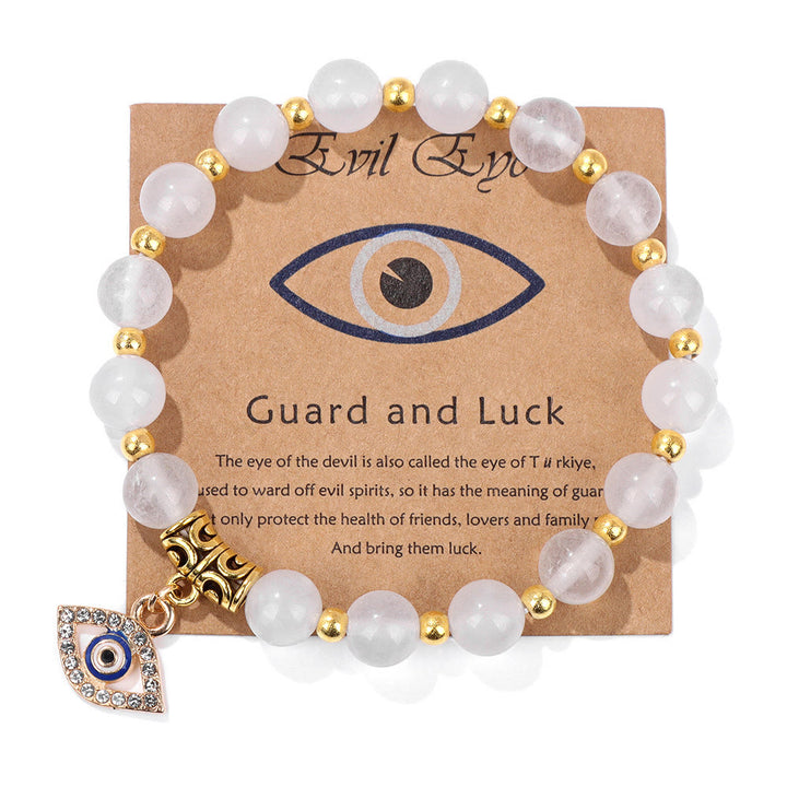 Pulsera con colgante de ojo malvado y cuentas de piedra natural de Olivenorma