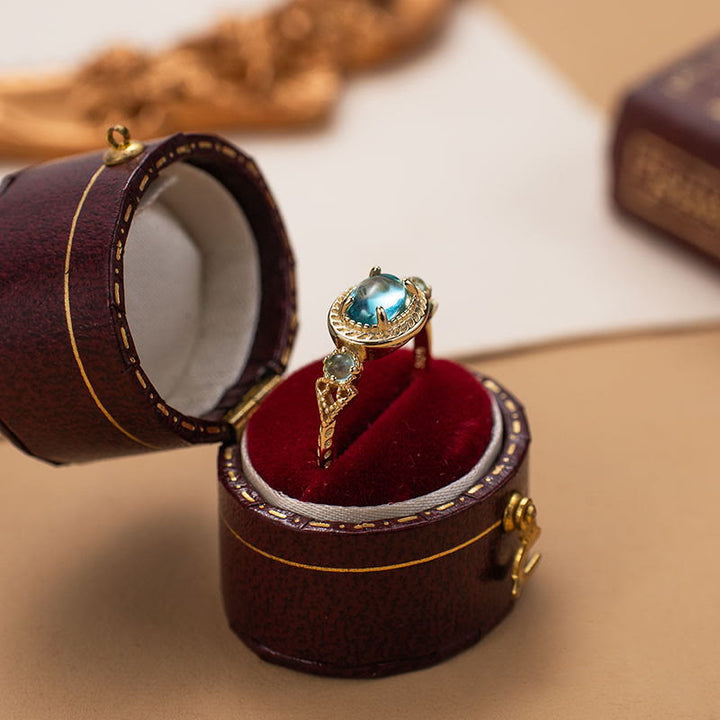 Anillo ajustable de turmalina Paraiba "Cada mar es una isla" de Olivenorma 