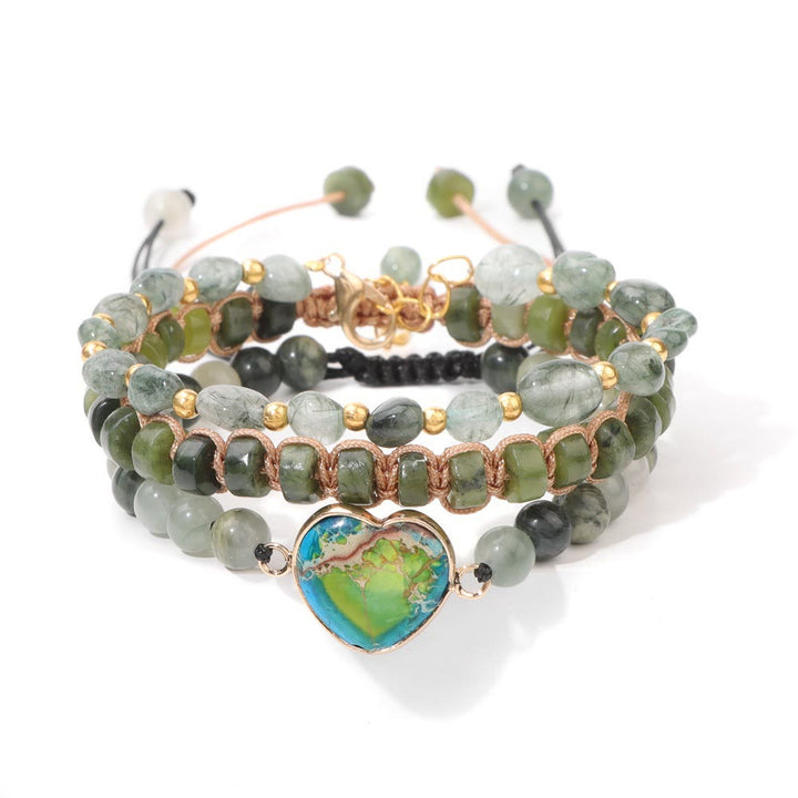 Pulsera con colgante en forma de corazón trenzado de cuerda hecha a mano de Olivenorma