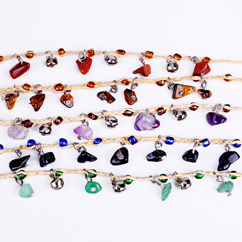 Pulsera tobillera con colgante de grava de cristal natural de Olivenorma